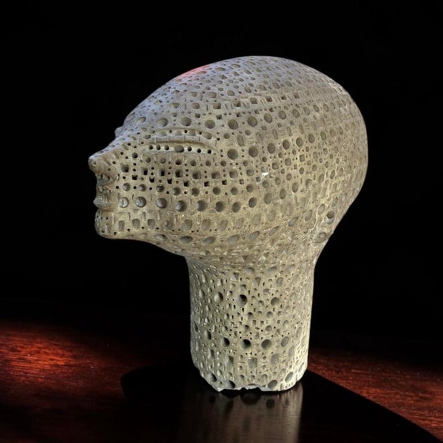 Alexander Ney 1987 Pierced Dysmorphic Terracotta Head, Studio Fire Survivor 1997 For Sale - Image 9 of 12