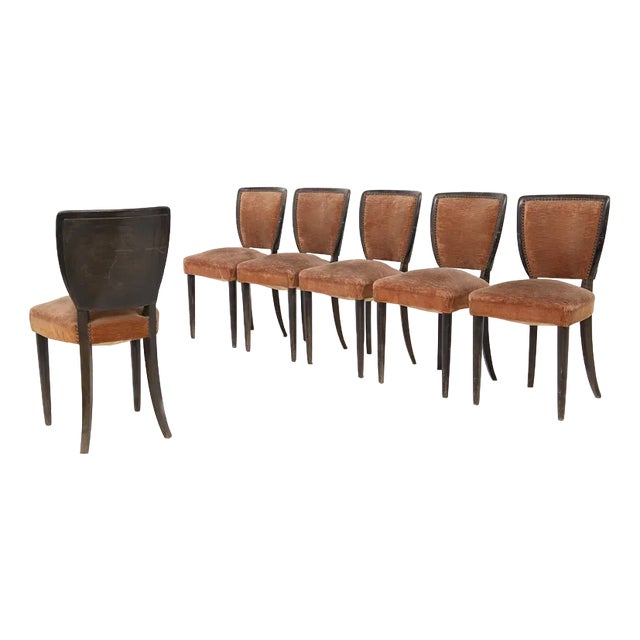 Italian Wooden Chairs with Studs by Melchiorre Bega, 1950s, Set of 6 For Sale