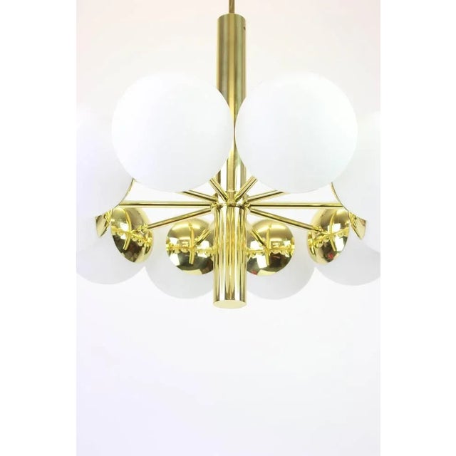Large Stunning Kaiser Sputnik Opal Glass Globes Chandelier, Germany, 1970s For Sale - Image 3 of 7