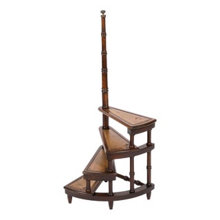 Vintage Spiral Mahogany Library Steps, 20th Century For Sale