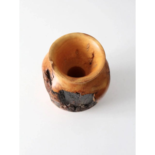 Cabin Vintage Burl Wood Vase For Sale - Image 3 of 9