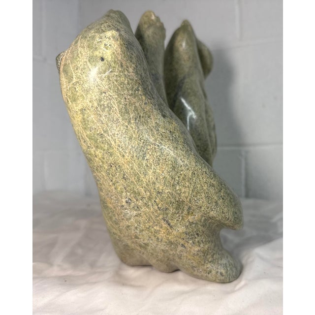 Stone Large Vintage Tukiki Manomie Inuit Canadian Carved Soapstone Sculpture Statue For Sale - Image 7 of 18
