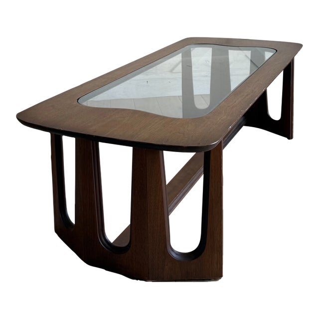 1960s Bassett Coffee Table Mid Century Modern Walnut After Adrian Pearsall For Sale