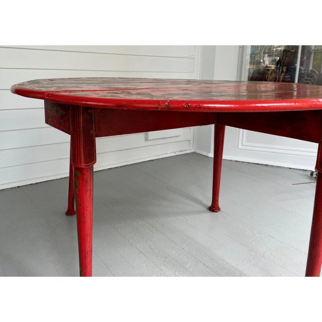 Antique 19th Century Georgian Chinoiserie Scarlet Red Lacquer Drop Leaf Dining Table For Sale - Image 9 of 13