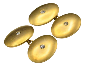 The Rolandos: Gentlemen's 14K Cufflinks set with 0.24CTW Old Mine Cut Diamonds, 2 Pieces