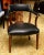 Modern English mahogany and leather captains chair, of typical form with subtle details, custom calfskin leather...