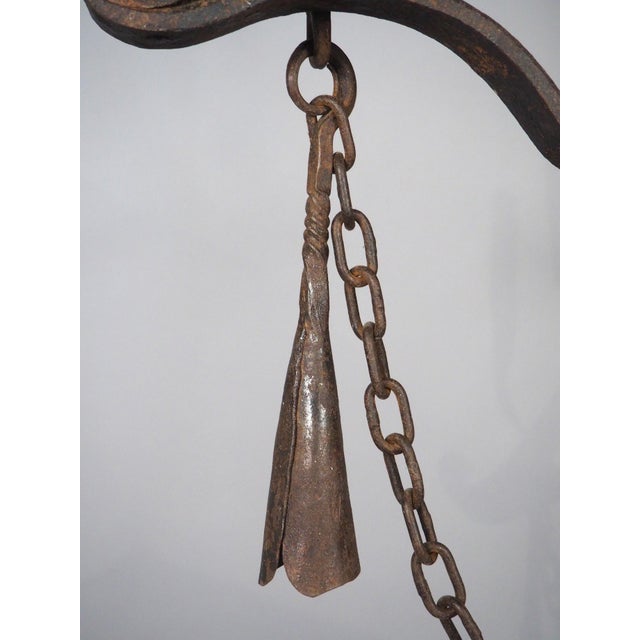 Metal A French Wrought Iron Floor Candelabra With Candle Snuffer, Late 19th Century For Sale - Image 7 of 16