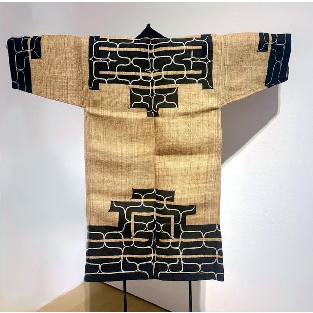 Rare Antique Japanese Ainu Robe Hokkaido Elm Fibers with Appliqué Embroidery For Sale - Image 14 of 16