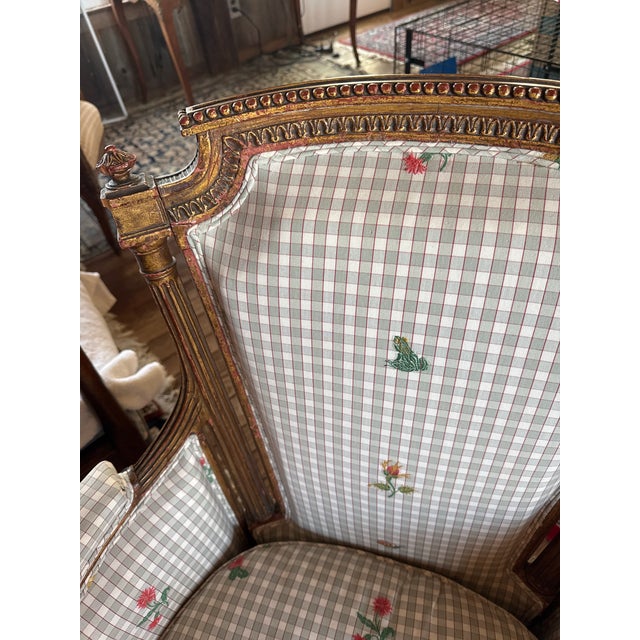 Late 19th-Century French Louis XV-Style Giltwood Bergère Armchair For Sale - Image 12 of 12