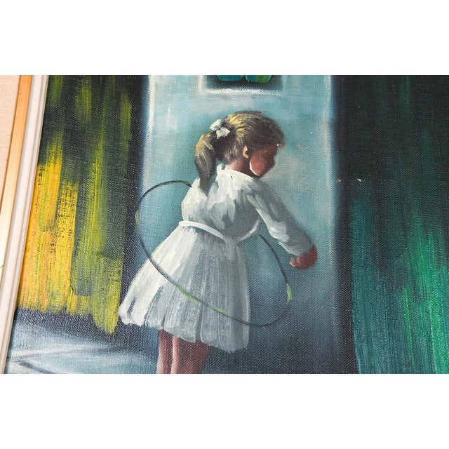 Mid-Century Modern Modernist Painting of a Young Girl Playing For Sale - Image 3 of 6