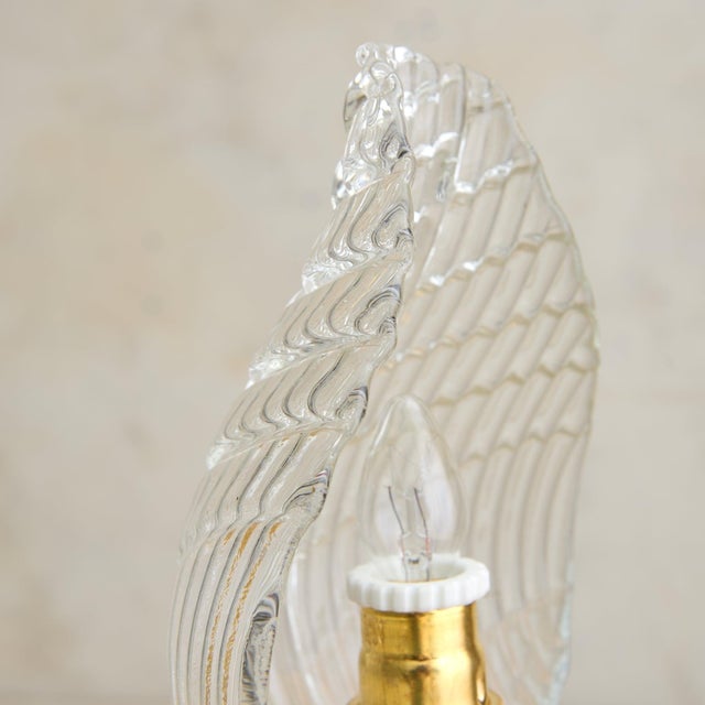 1930s Italian Murano Glass Leaf Table Lamp in the Manner of Barovier & Toso For Sale - Image 9 of 12