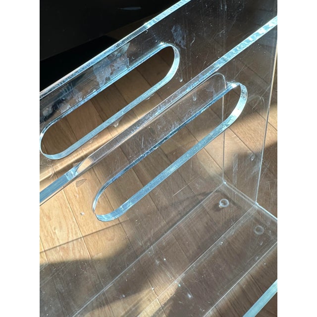 Transparent Vintage Mid Century Modern Lucite Magazine Rack For Sale - Image 8 of 10