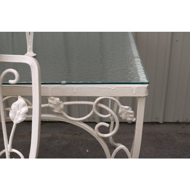 Vintage John Salterini Style Wrought Iron & Glass Dining Table & 4 Wrought Iron Chairs For Sale - Image 9 of 13