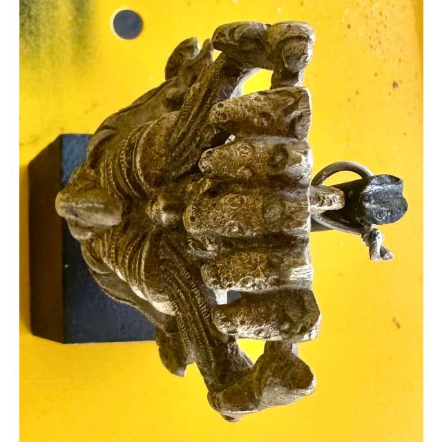 Mid Century Yali Kirtimukha Brass Dragon Face Temple Guardian Ganesha Hindu Metal Antique Indian India For Sale - Image 10 of 12