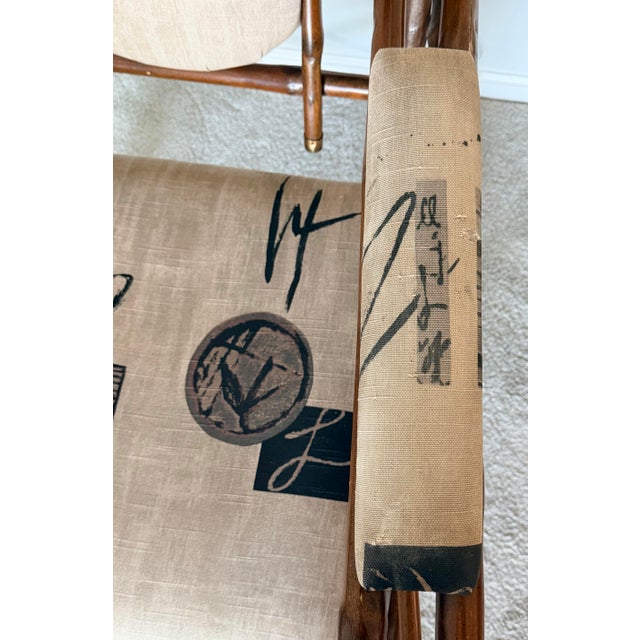 Italian Bamboo and Brass Chair and Ottoman 1970s For Sale - Image 10 of 16