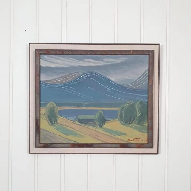 1952 Mid Century Swedish Modernist Oil Painting "Gudbrandsdalen" by Gunnar Nerlund For Sale - Image 6 of 16
