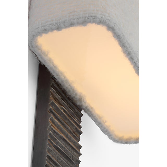 Gray Anne-Marie Barton for Visual Comfort Signature Fumar 23" Tail Sconce in Ridged Graphite with Bouclé Shade For Sale - Image 8 of 14