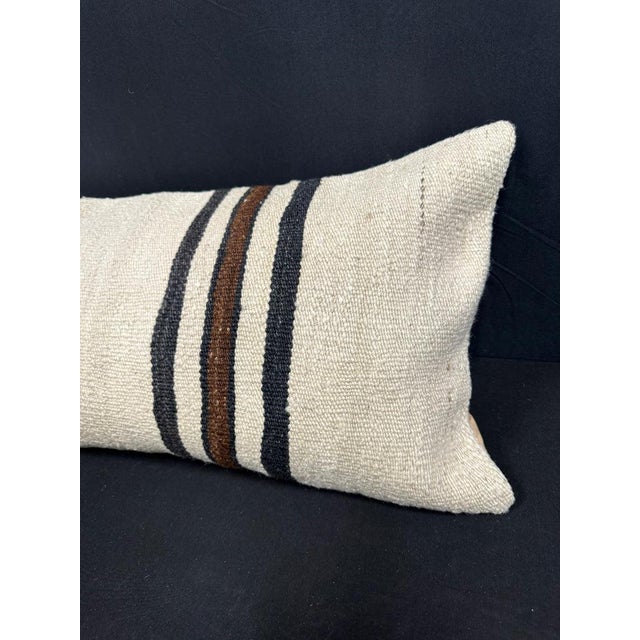 Turkish Hemp Pillow Cushion Natural Beige Brown Cushion Cover 14x40 For Sale - Image 4 of 4