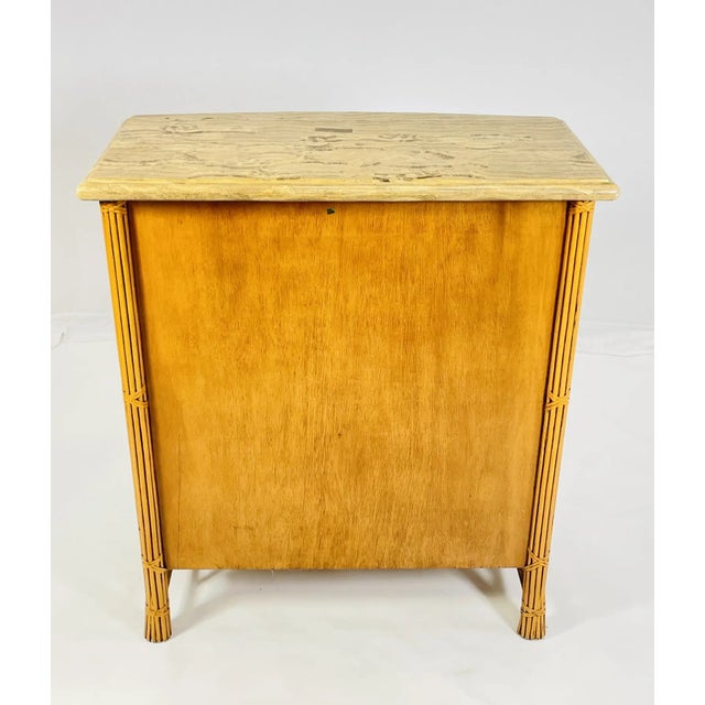 Wood Pencil Reed and Rattan Five Drawer Dresser, Circa 1980s For Sale - Image 7 of 12