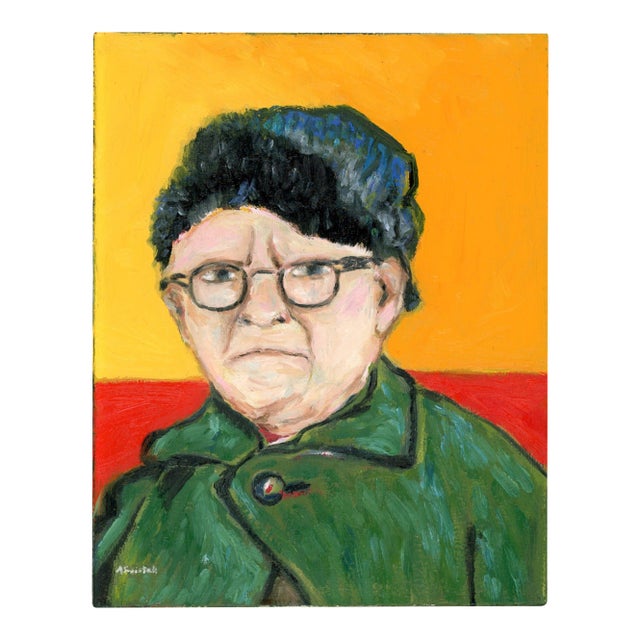 Hockney, Contemporary Original Post-Impressionist Style Portrait Oil Painting by Alexandra Swistak For Sale