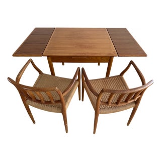 Mid-Century Modern Solid Teak Dining Table & Chairs For Sale