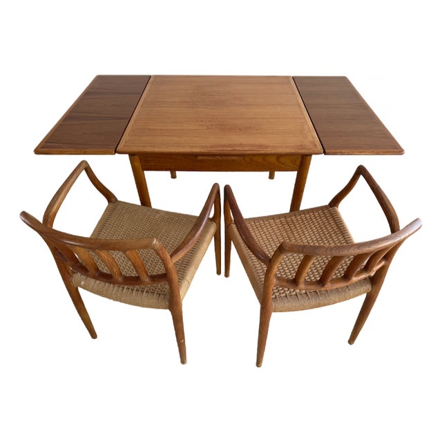 Mid-Century Modern Solid Teak Dining Table & Chairs For Sale