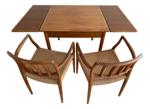 Mid-Century Modern Solid Teak Dining Table & Chairs