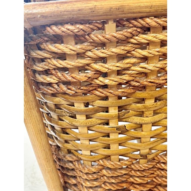 1980s Vintage French Bamboo Rattan Coastal Magazine Book Rack Stand For Sale - Image 9 of 10