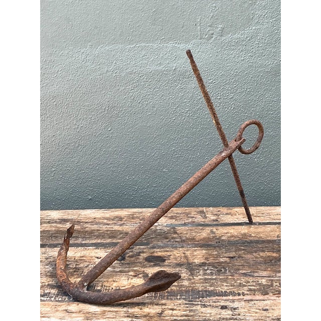 Vintage Weathered Iron Nautical Anchor | Chairish