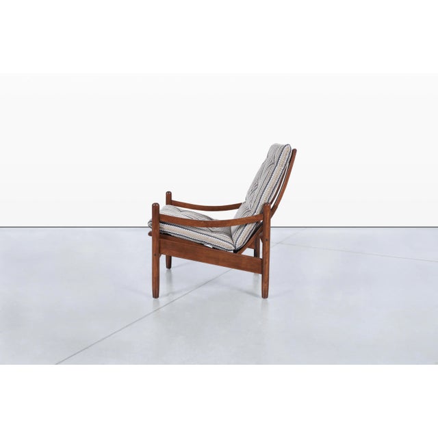 Wood Mid-Century Modern Sculptural Walnut Reclining High-Back Lounge Chairs, 1960s For Sale - Image 7 of 12