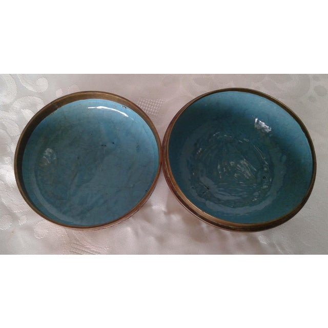 Early 20th Century Meiji/Taisho Period Japanese Cloisonné Lidded Box or Jar With Crane Motif For Sale - Image 4 of 8