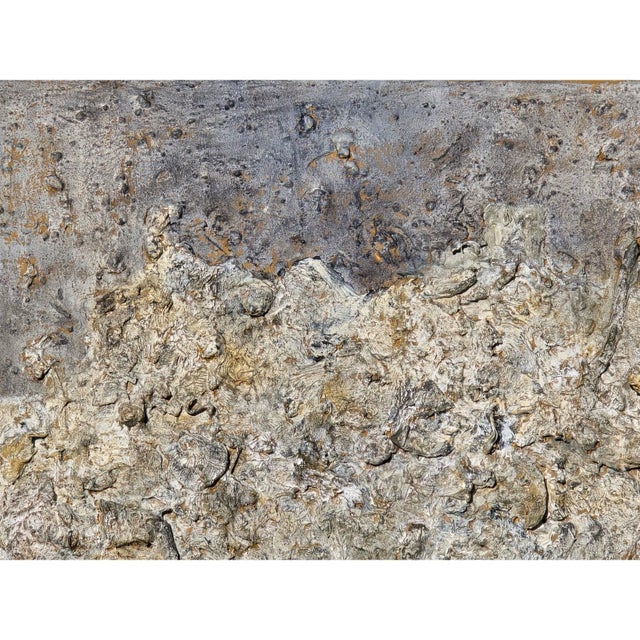 Gray Original Abstract High Relief Neutral Palette Landscape Oil Painting For Sale - Image 8 of 10