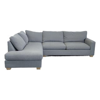 Pottery Barn Pb Comfort Modern Gray Fabric Sectional Sofa With Chaise For Sale