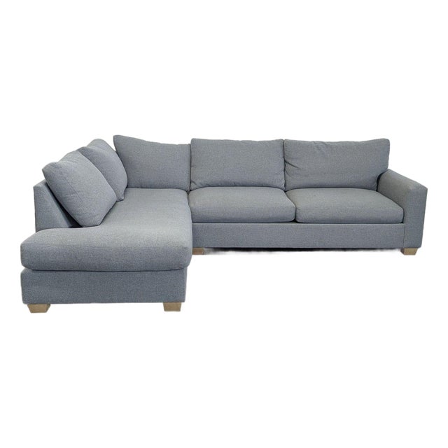 Pottery Barn Pb Comfort Modern Gray Fabric Sectional Sofa With Chaise For Sale