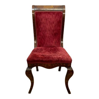Classical Red Velvet Upholstered and Inlaid Desk Chair For Sale