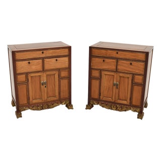 Antique Chinese Hardwood Bedside Cabinets, 1890s, Set of 2 For Sale