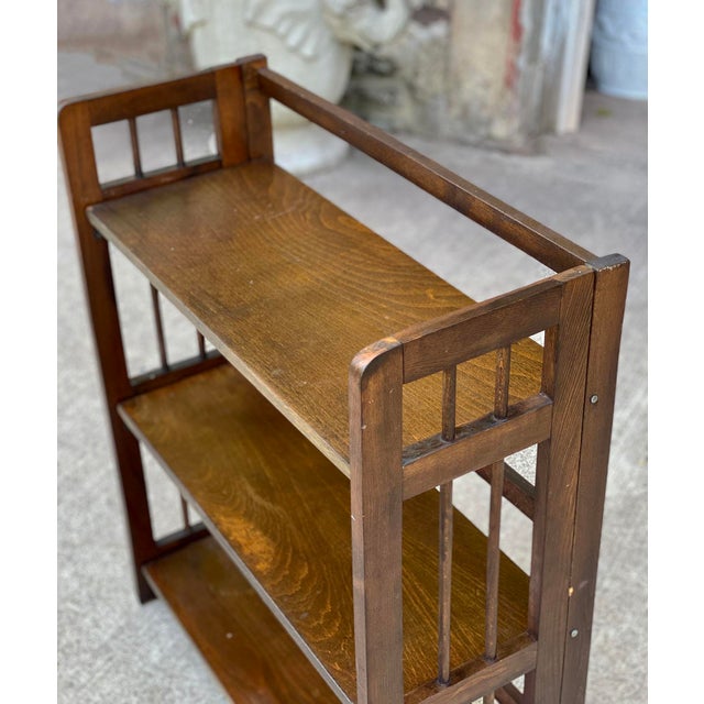 Vintage Traditional Mission Style Folding Etagere Bookshelf Stand