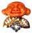 1960s 18K Yellow Gold Carved Red Coral Buddha Diamond Sapphire Pendant Pin For Sale
