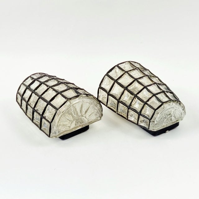 1960s Pair of Mid-Century Modern Glass Wall Lights/Sconces From Limburg, Germany For Sale - Image 6 of 9