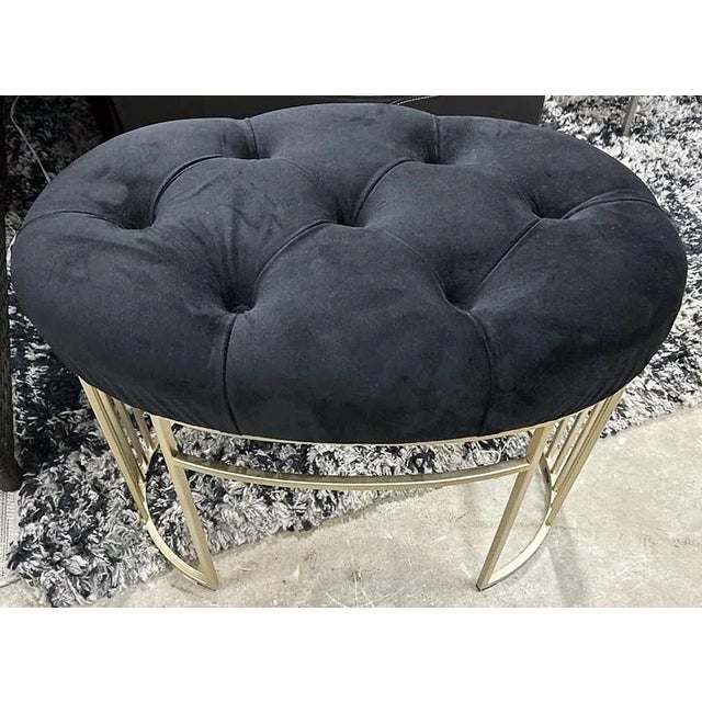 Hollywood Regency 1990s Tufted Vanity Stool For Sale - Image 3 of 5