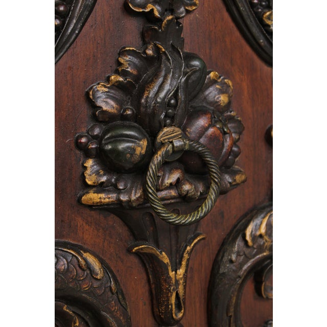 Brown Antique Carved Walnut Baroque Style Liquor Cabinet For Sale - Image 8 of 14