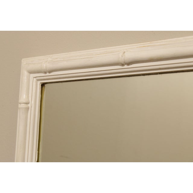 Hollywood Regency Vintage White Painted Faux Bamboo Wall Mirror For Sale - Image 10 of 13