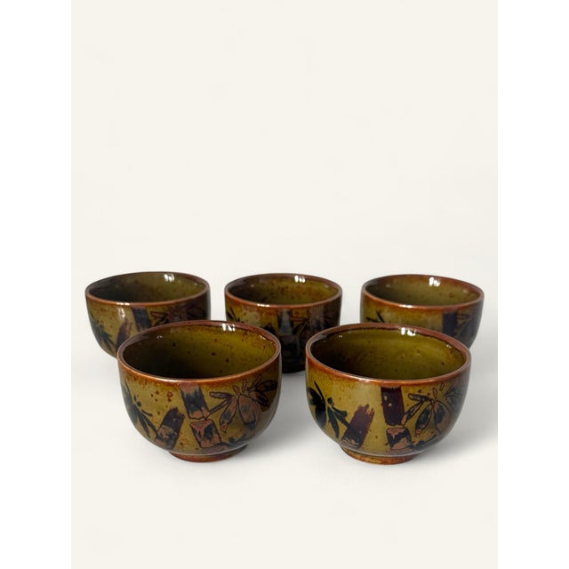 Japanese Vintage Ceramic Japanese Chawan Tea Cups - Set of 5 For Sale - Image 3 of 4