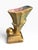 Mid 20th Century Vintage Gold & Turquoise Crackle Glaze Sculptural Ceramic Vase With Pink Interior For Sale - Image 5 of 7
