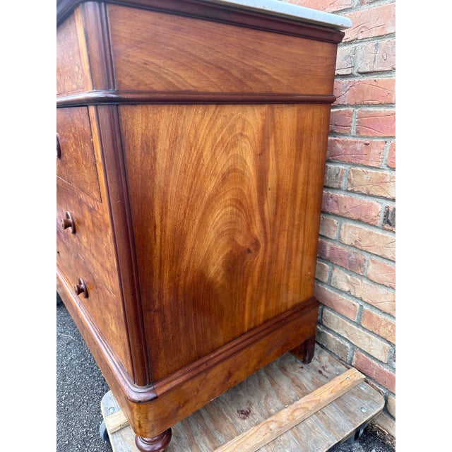 Brown 19th Century French Chest W/White Marble Top For Sale - Image 8 of 10