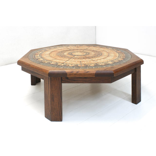 1970s Octagonal Tiled Coffee Table by Ebbe Sørensen, Denmark, 1970s For Sale - Image 5 of 10