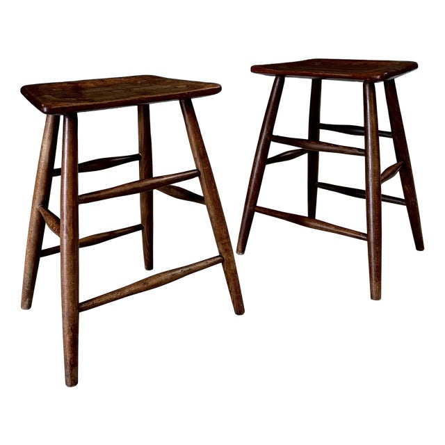 Antique Handmade Ladder Stools, 1890s, Set of 2 For Sale