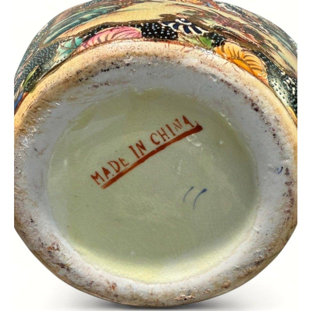 Ceramic Vintage Chinese Famille Rose Rose Medallion Porcelain Basket Vase Gilt 12" For Sale - Image 7 of 10