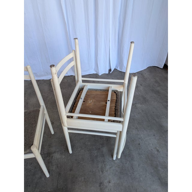 Vintage White Wooden Chair with Fabric Seat, 1970s For Sale - Image 6 of 18