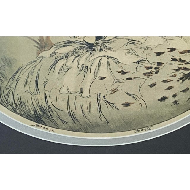 Early 20th Century French Artist Henri Berte Pencil Signed Prints Titled Breeze & June, Framed - Set of 2 For Sale - Image 4 of 12